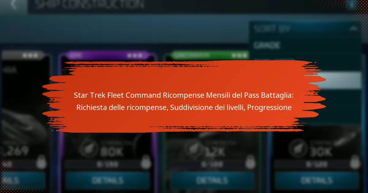 Star Trek Fleet Command Ricompense Mensili del Pass Battaglia: Richiesta delle ricompense, Suddivisione dei livelli, Progressione